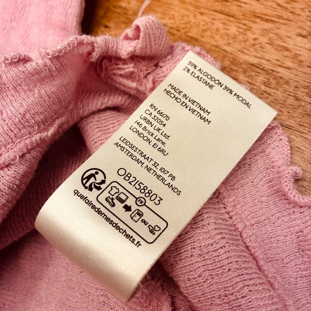 We The Free Women Cardigan Pink Cotton Blend Long Sleeve Button Ruffle Top Large - Picture 11 of 11